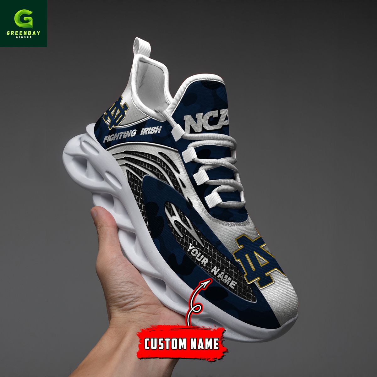 Ideafootwear Notre Dame Fighting Irish Max Soul Shoes Sneakers For Men And Women