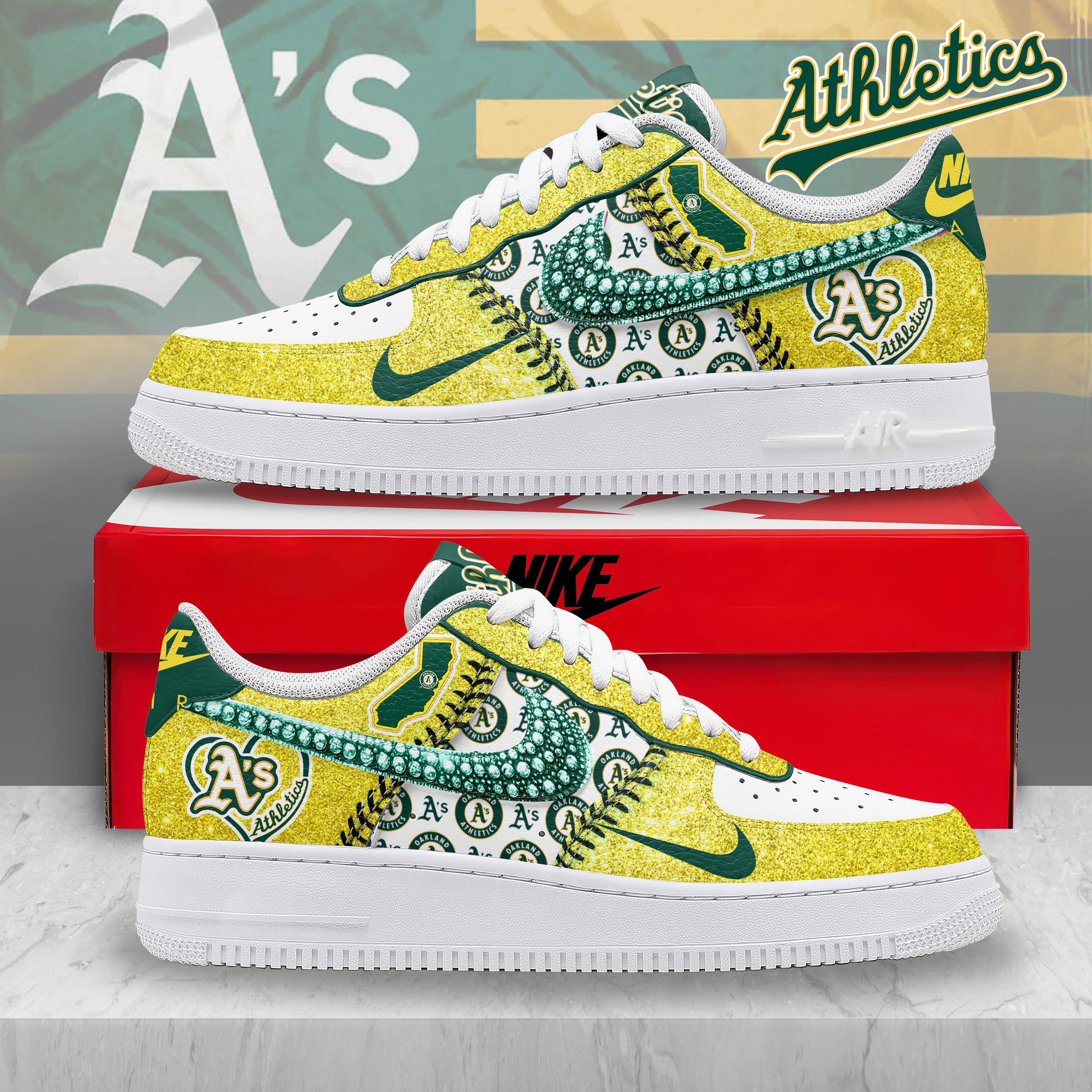 Ideafootwear Oakland Athletics Air Low-Top Sneakers Shoes For Men And Women 2