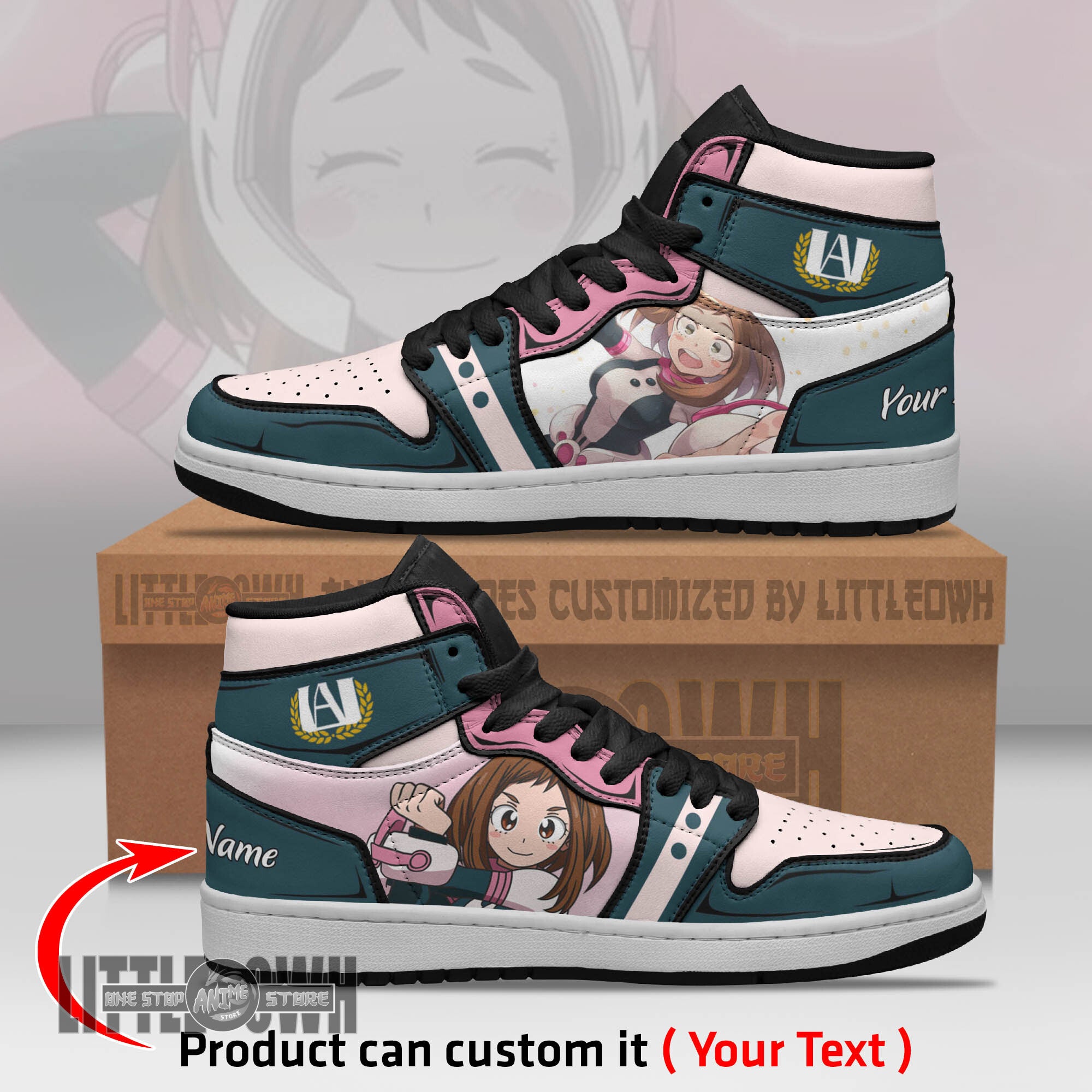 Ideafootwear Ochaco Uraraka AJ1 High Sneakers Shoes For Men And Women