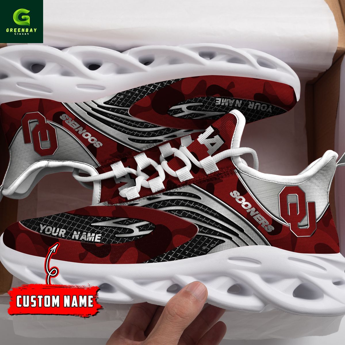 Ideafootwear Oklahoma Sooners Max Soul Shoes Sneakers For Men And Women