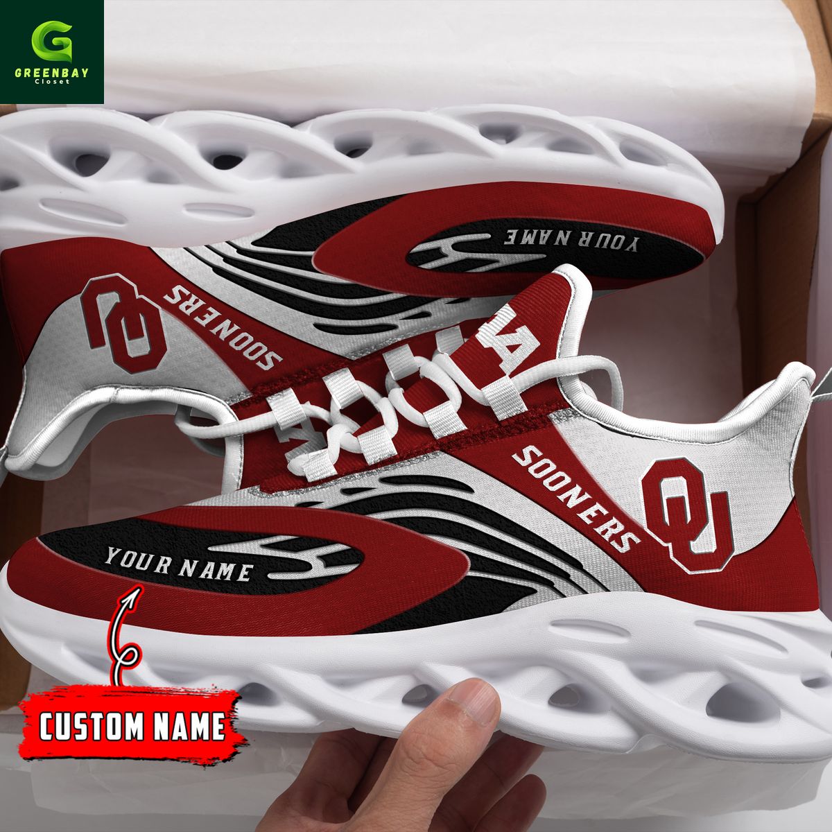 Ideafootwear Oklahoma Sooners Max Soul Shoes Sneakers For Men And Women