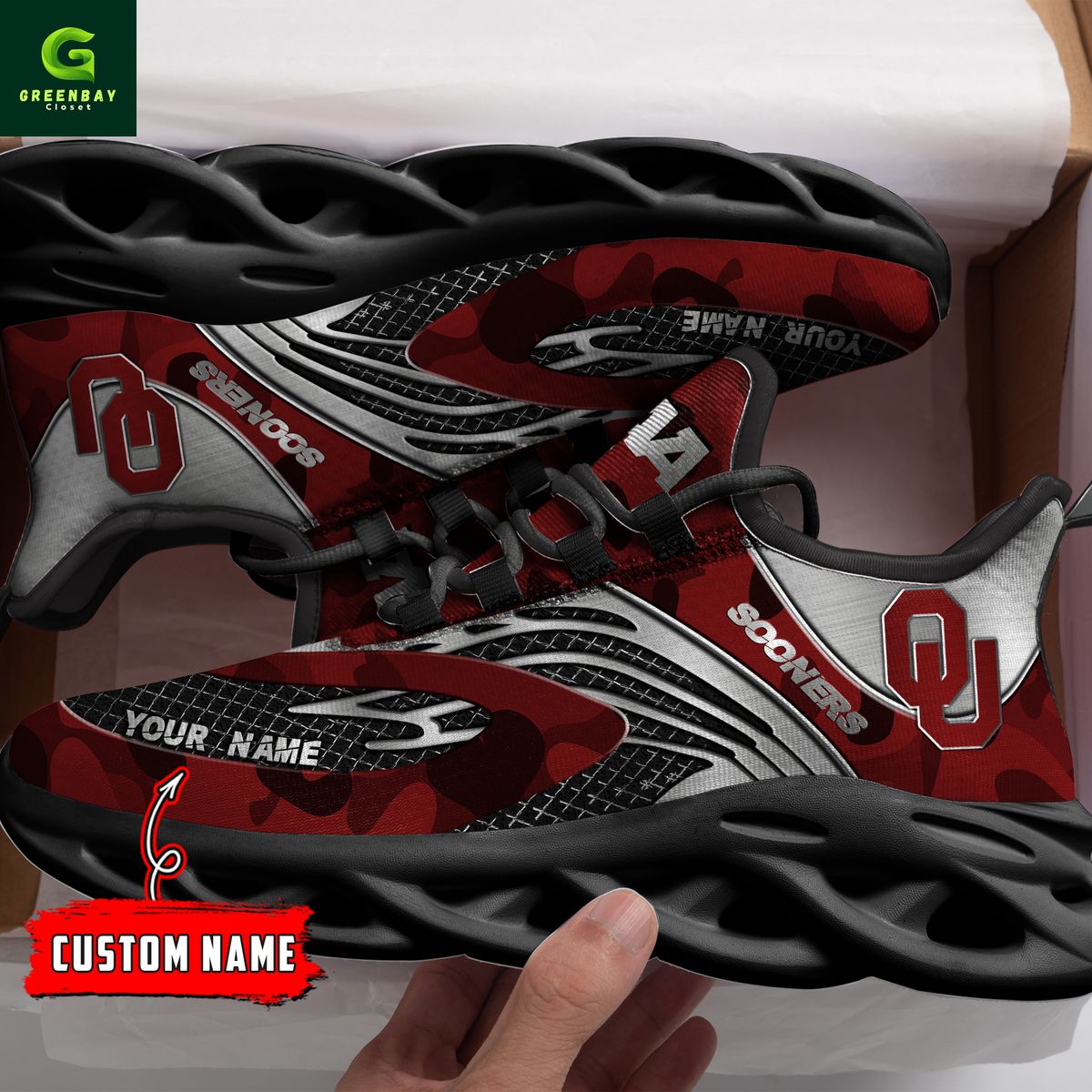 Ideafootwear Oklahoma Sooners Max Soul Shoes Sneakers For Men And Women
