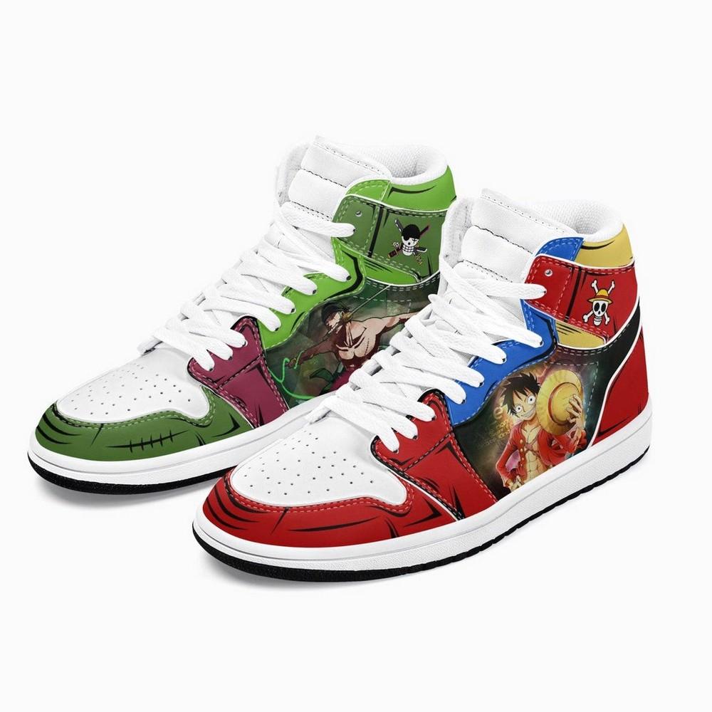 Ideafootwear One Piece Zoro And Luffy AJ1 High Sneakers Shoes For Men And Women