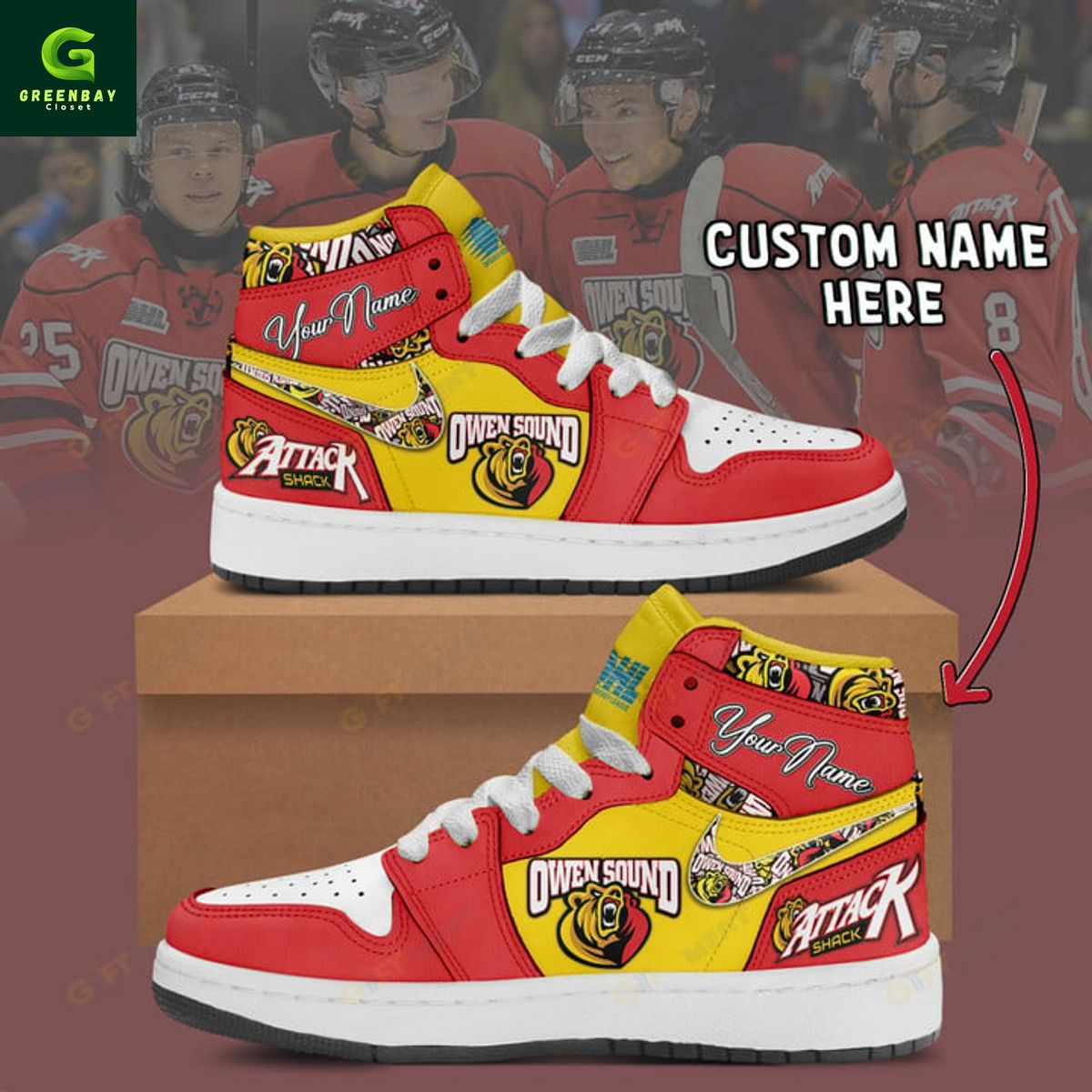 Ideafootwear Owen Sound Attack AJ1 High Sneakers Shoes For Men And Women