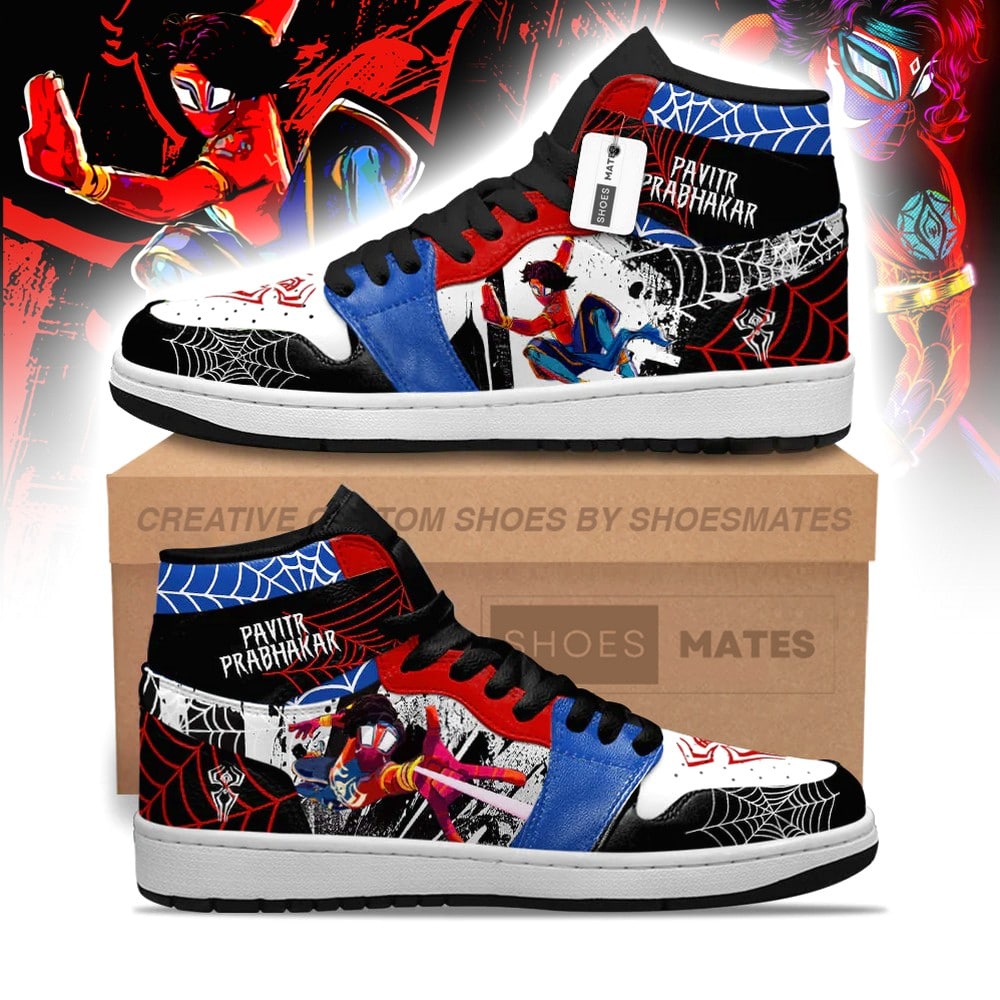 Ideafootwear Pavitr Prabhakar Spider-Verse AJ1 High Sneakers Shoes For Men And Women