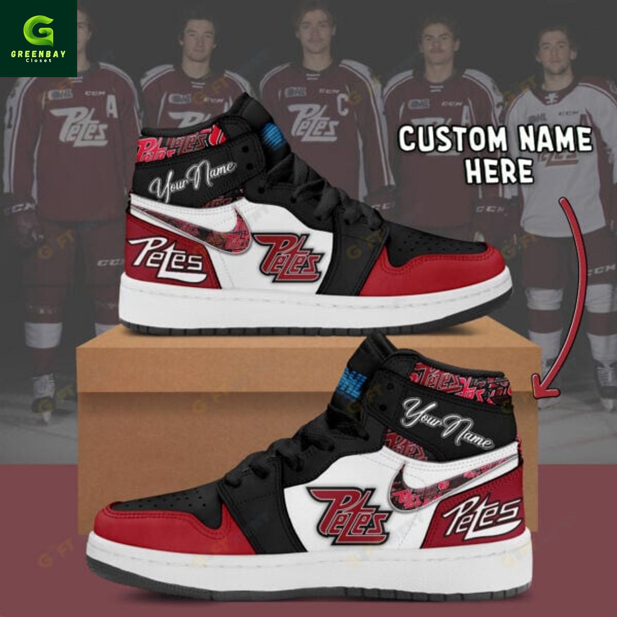 Ideafootwear Peterborough Petes AJ1 High Sneakers Shoes For Men And Women