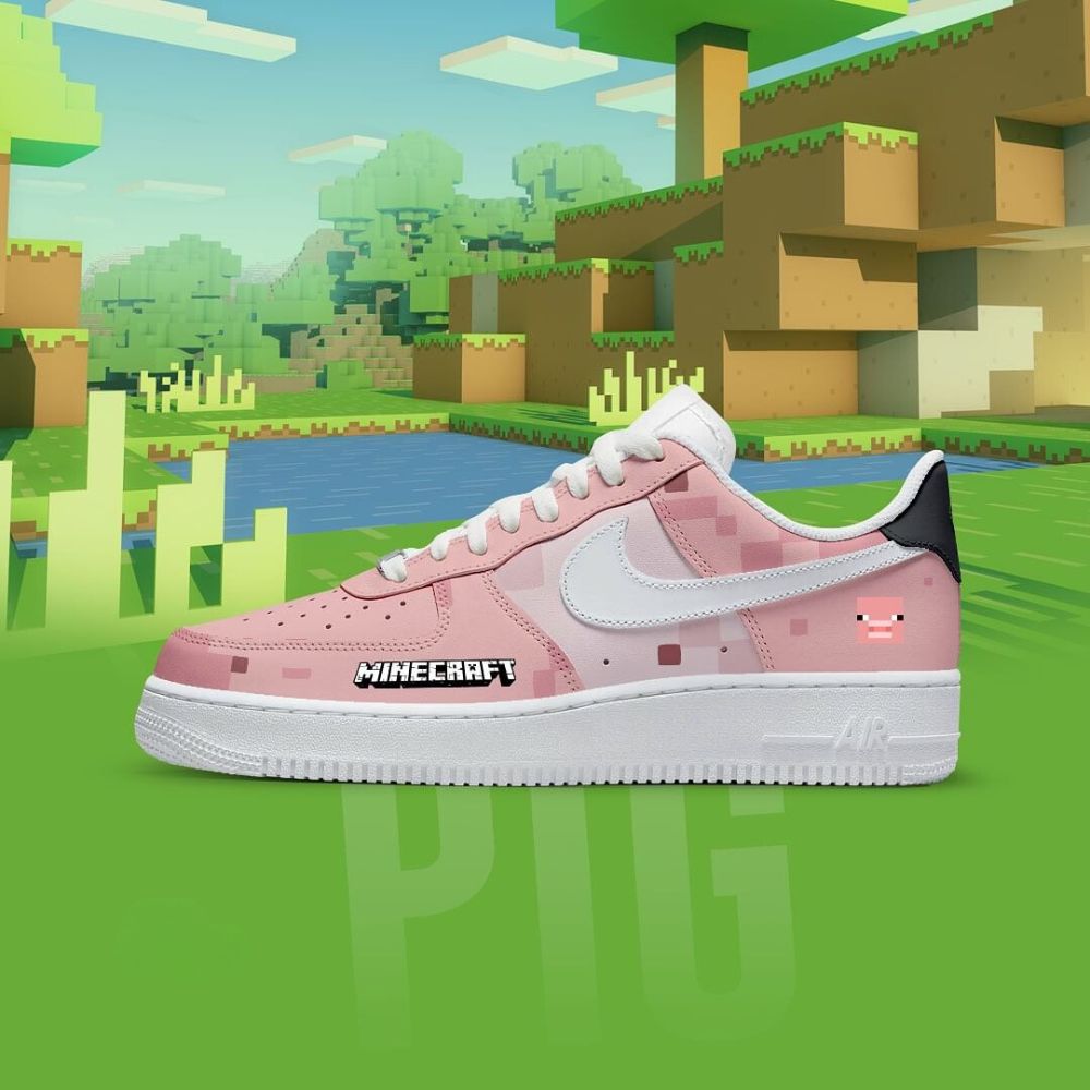 Ideafootwear Pig Minecraft Air Low-Top Sneakers Shoes For Men And Women 1
