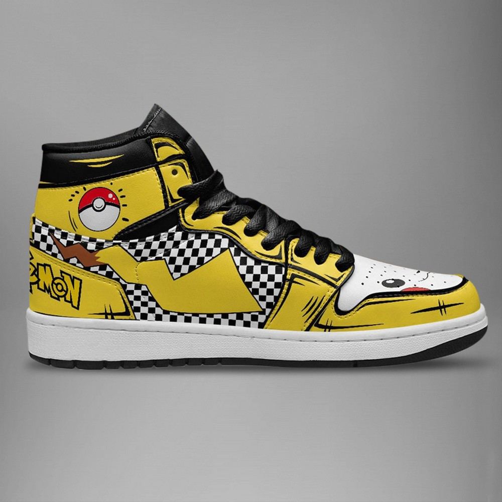 Ideafootwear Pikachu AJ1 High Sneakers Shoes For Men And Women