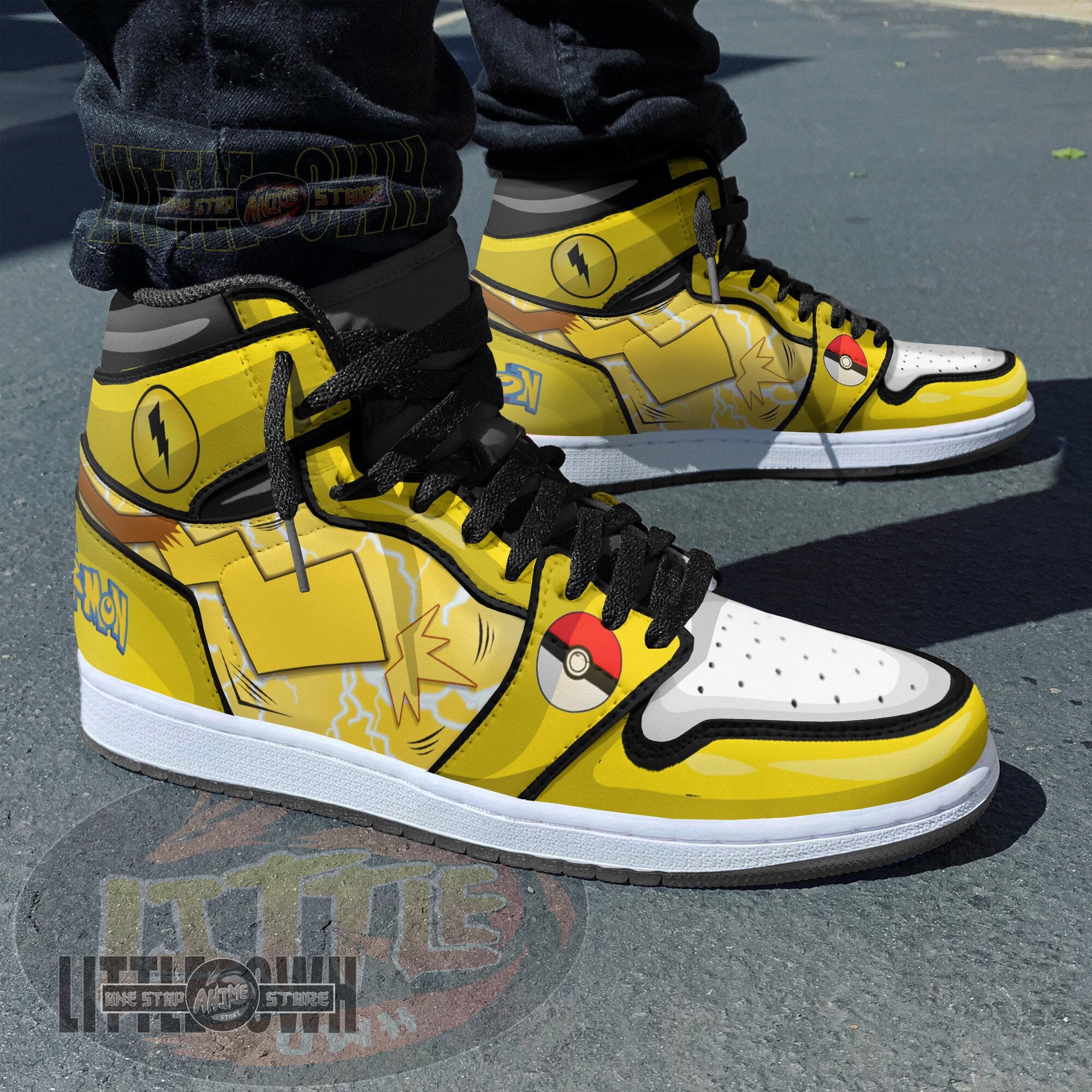 Ideafootwear Pikachu AJ1 High Sneakers Shoes For Men And Women