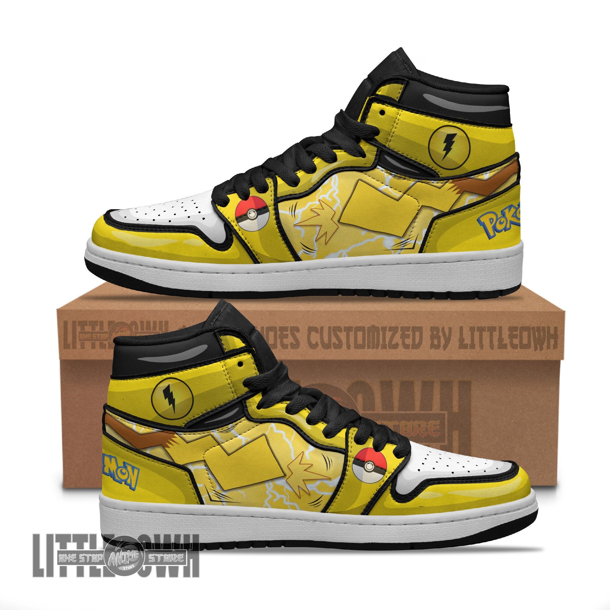 Ideafootwear Pikachu AJ1 High Sneakers Shoes For Men And Women