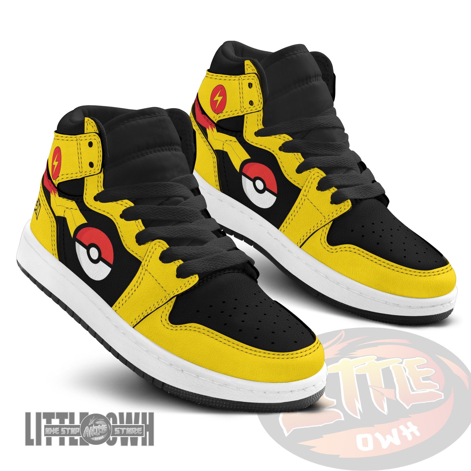 Ideafootwear Pikachu AJ1 High Sneakers Shoes For Men And Women