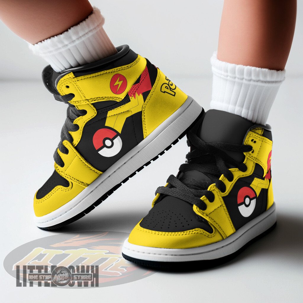 Ideafootwear Pikachu AJ1 High Sneakers Shoes For Men And Women