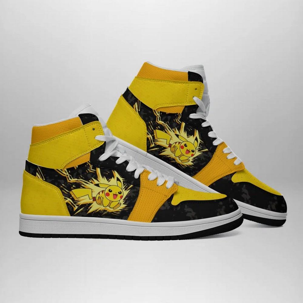 Ideafootwear Pikachu Attack Pokemon AJ1 High Sneakers Shoes For Men And Women