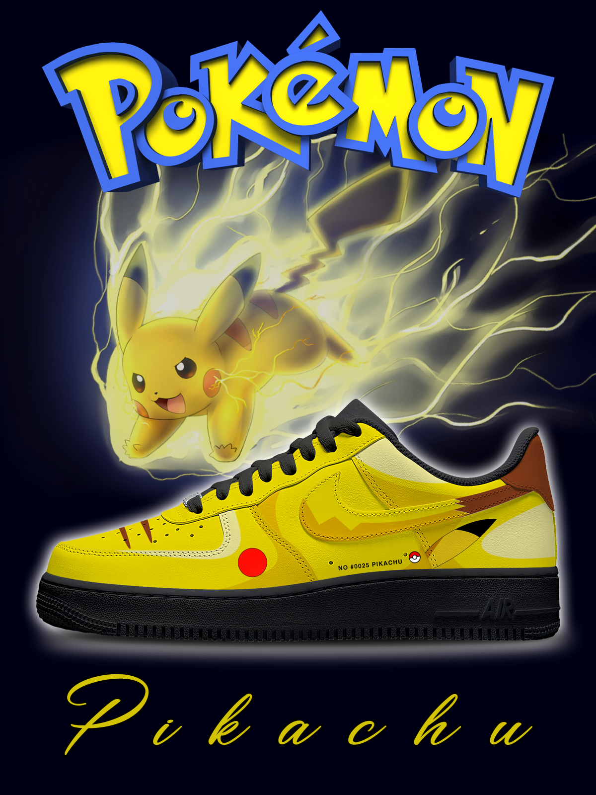 Ideafootwear Pikachu Theme Air Low-Top Sneakers Shoes For Men And Women 1