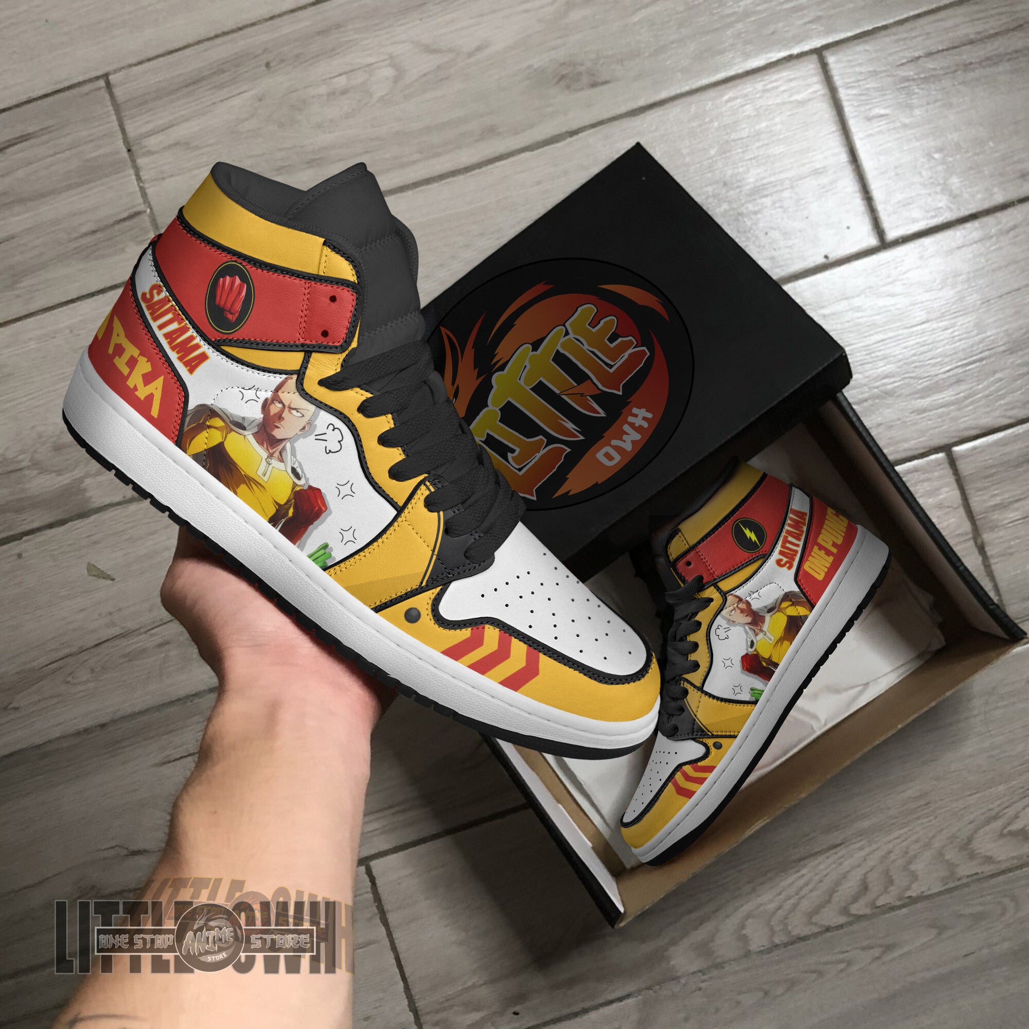 Ideafootwear Pikachu x Saitama AJ1 High Sneakers Shoes For Men And Women
