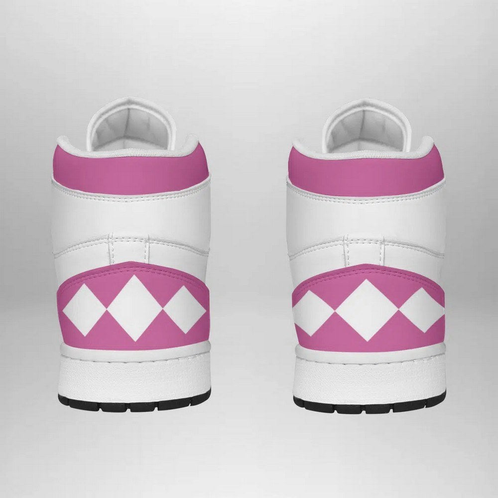 Ideafootwear Pink Ranger Mighty Morphin AJ1 High Sneakers Shoes For Men And Women