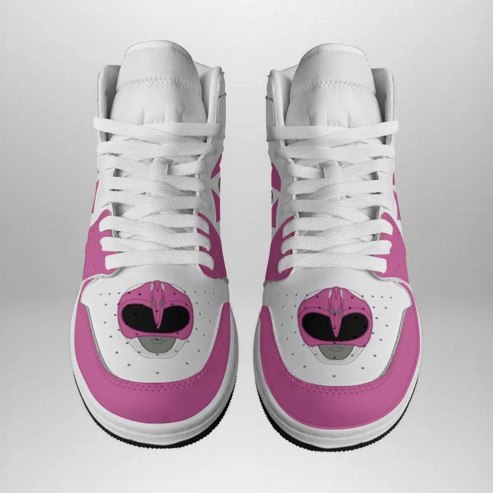 Ideafootwear Pink Ranger Mighty Morphin AJ1 High Sneakers Shoes For Men And Women