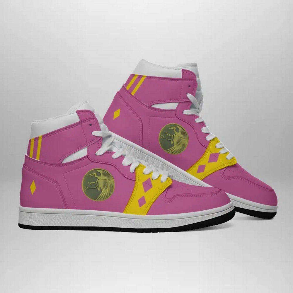 Ideafootwear Pink Ranger Ninjetti Power Rangers AJ1 High Sneakers Shoes For Men And Women