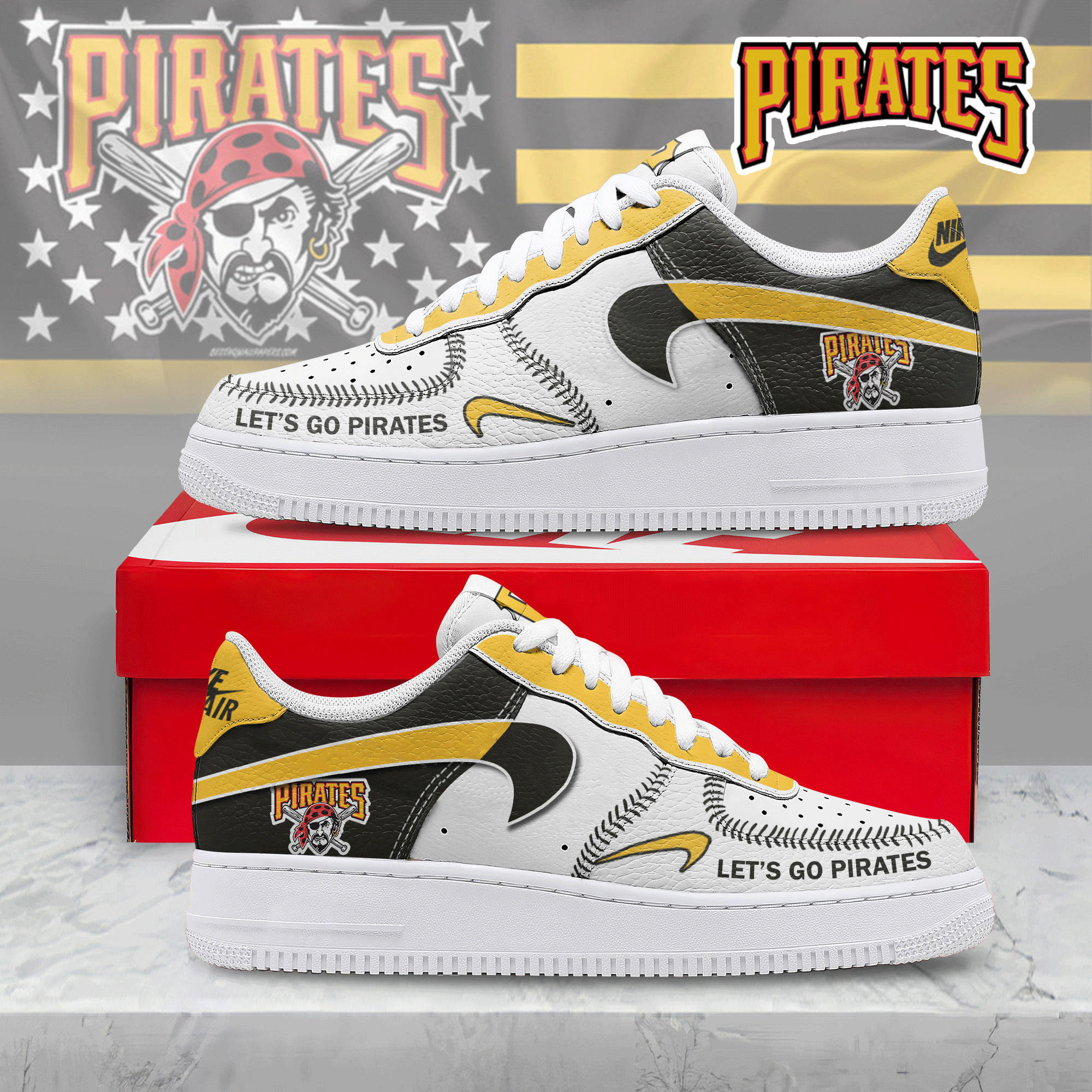 Ideafootwear Pittsburgh Pirates Air Low-Top Sneakers Shoes For Men And Women 1