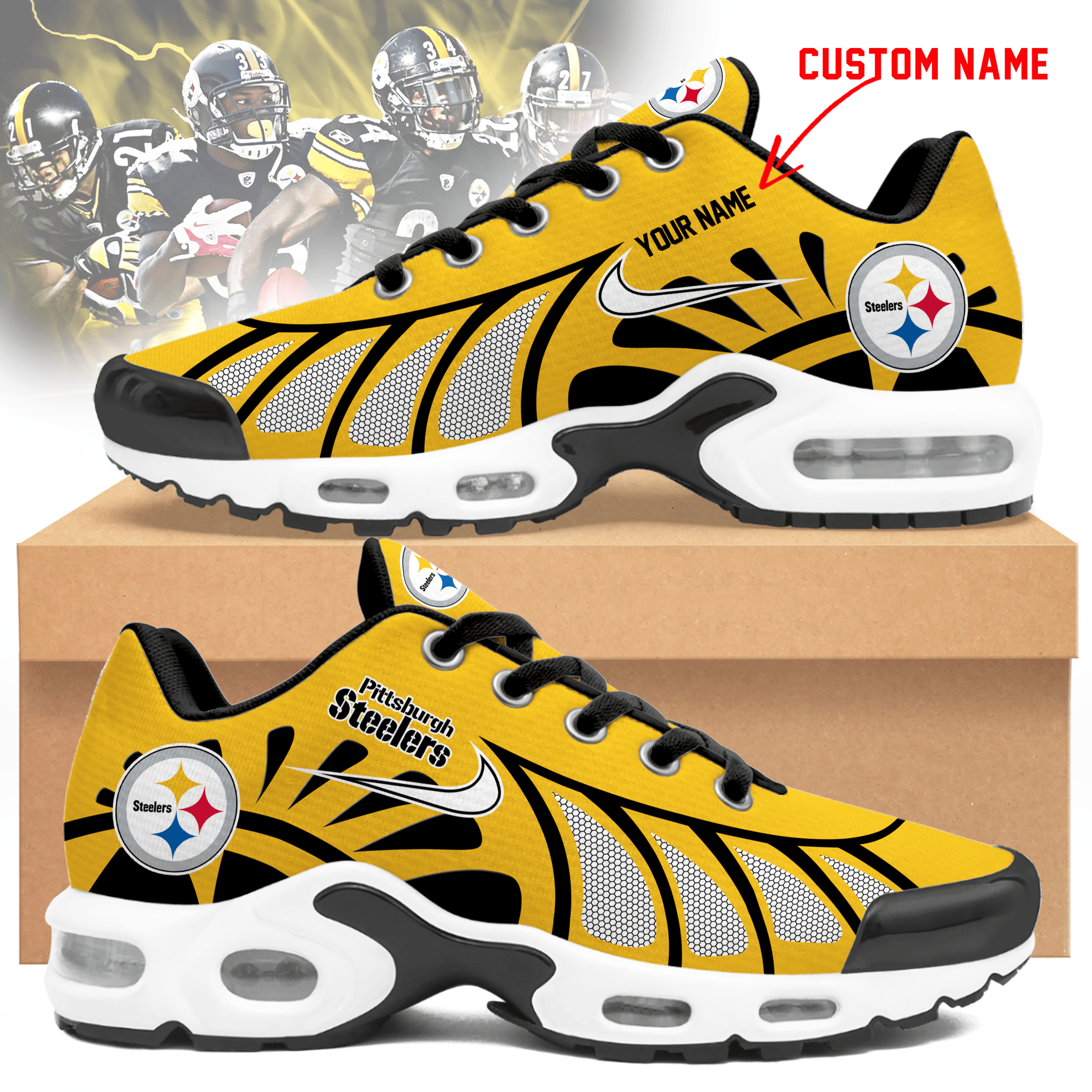 Ideafootwear Pittsburgh Steelers TN Shoes Sneakers For Men And Women