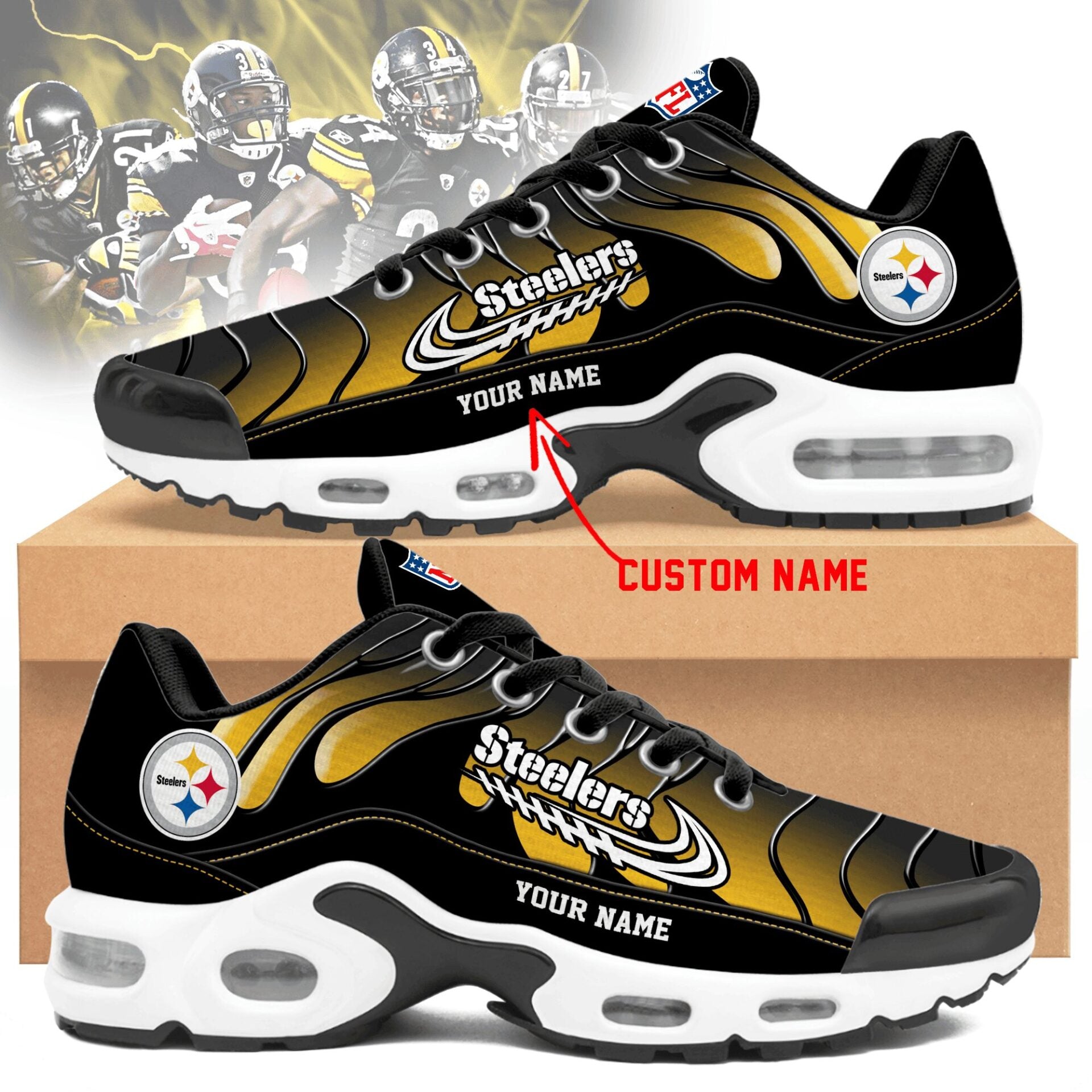 Ideafootwear Pittsburgh Steelers TN Shoes Sneakers For Men And Women