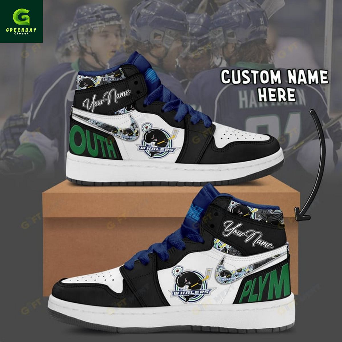 Ideafootwear Plymouth Whalers AJ1 High Sneakers Shoes For Men And Women