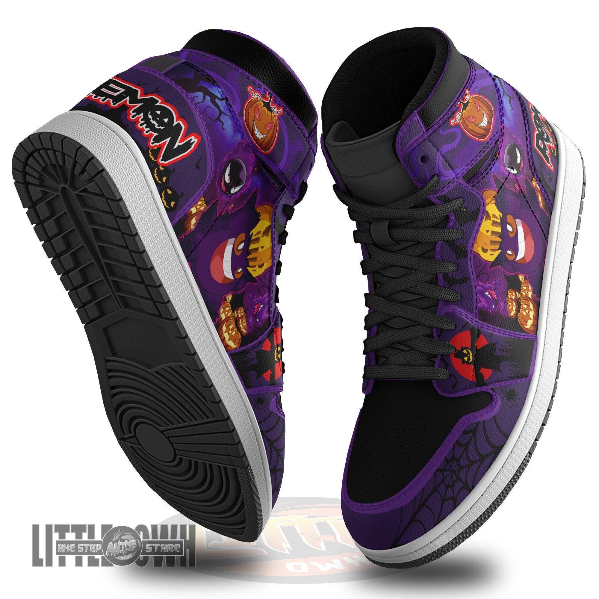 Ideafootwear Pokemon Gengar AJ1 High Sneakers Shoes For Men And Women