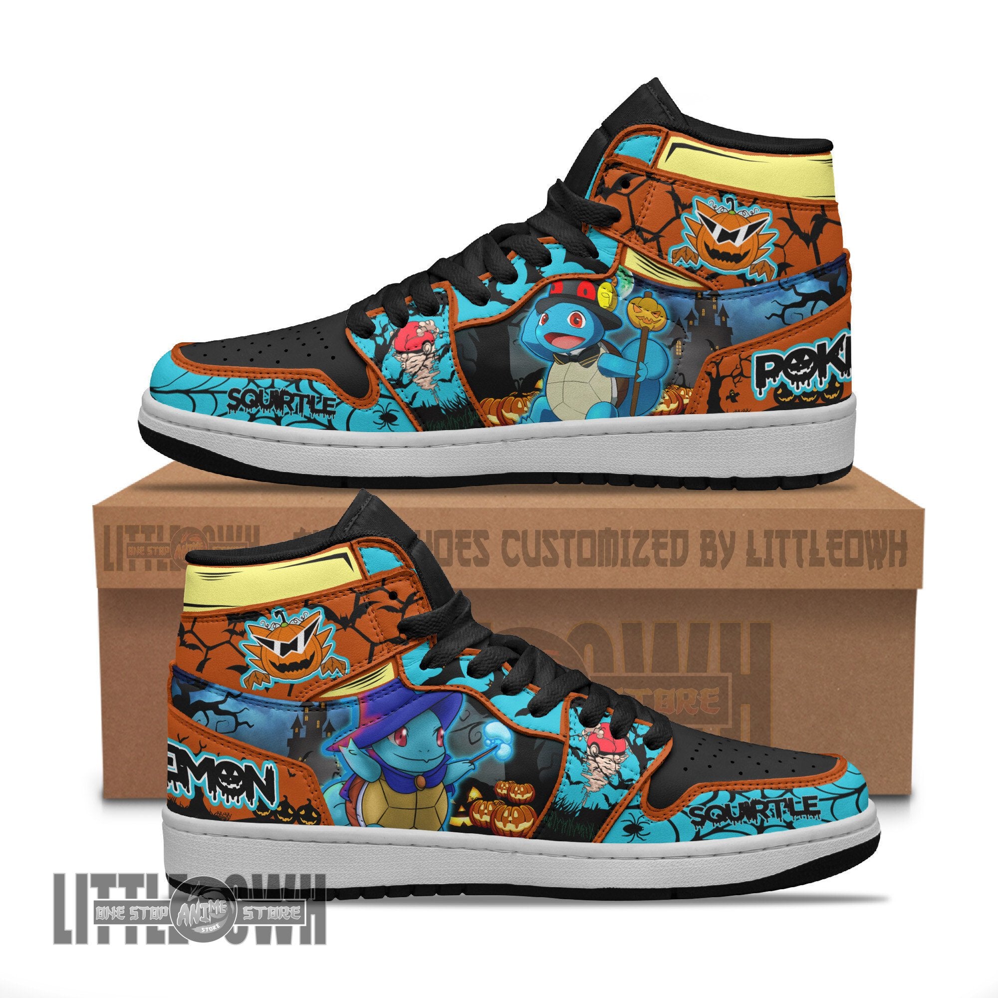Ideafootwear Pokemon Squirtle AJ1 High Sneakers Shoes For Men And Women