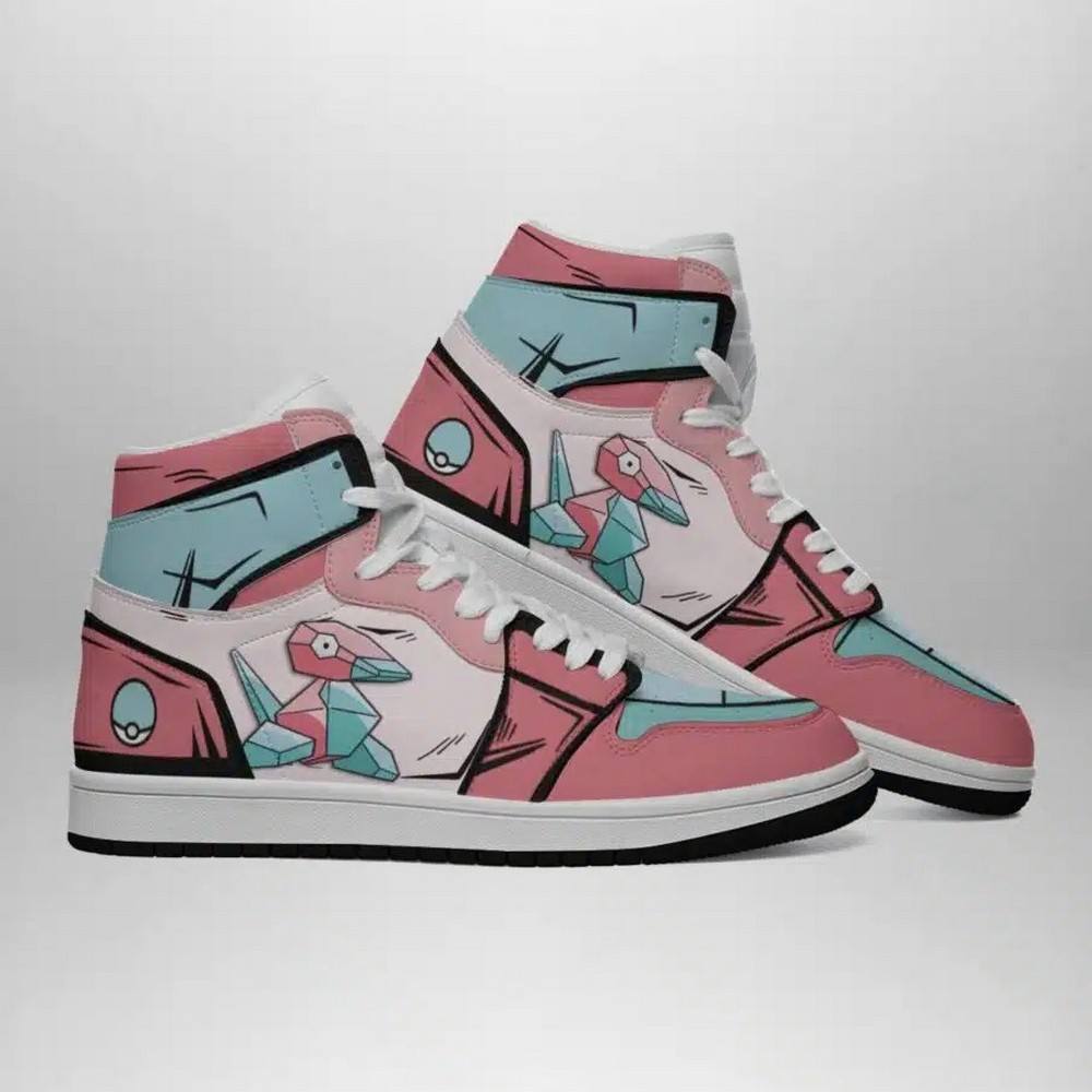 Ideafootwear Porygon Pokemon AJ1 High Sneakers Shoes For Men And Women