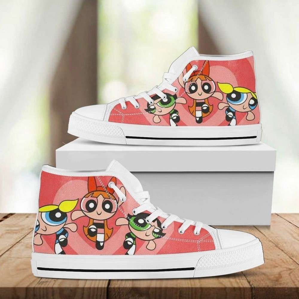 Ideafootwear Powerpuff Girls Bubbles AJ1 High Sneakers Shoes For Men And Women