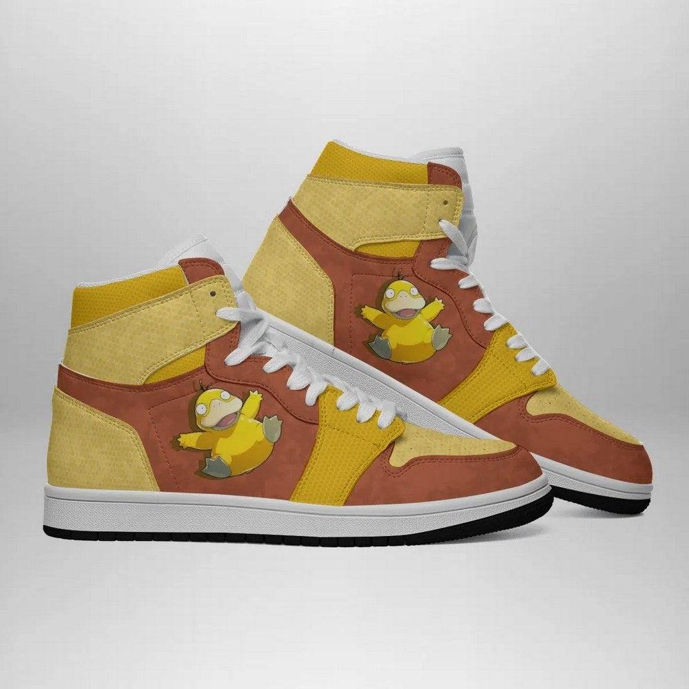 Ideafootwear Psyduck Attack Pokemon AJ1 High Sneakers Shoes For Men And Women