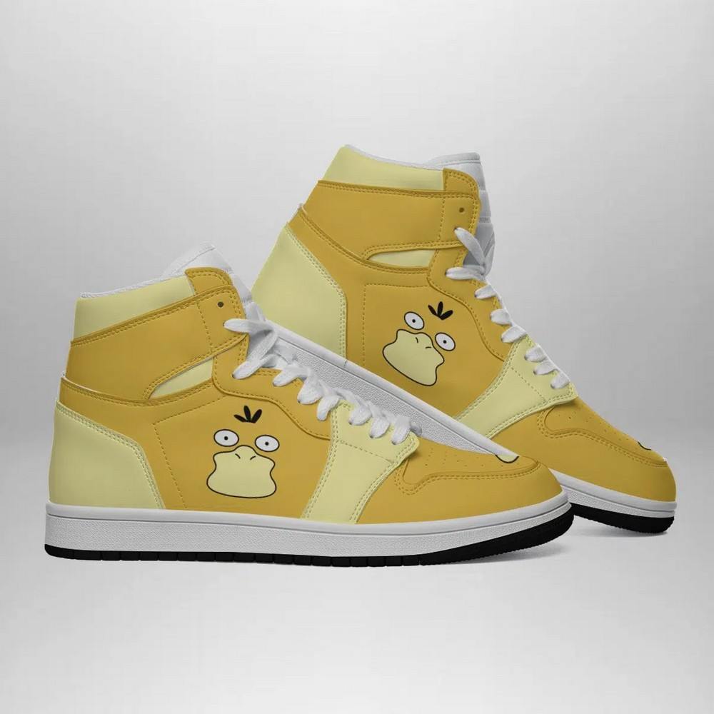 Ideafootwear Psyduck Face Pokemon AJ1 High Sneakers Shoes For Men And Women
