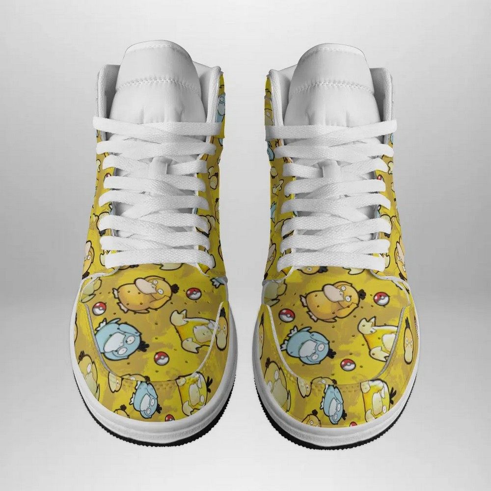 Ideafootwear Psyduck Pattern Pokemon AJ1 High Sneakers Shoes For Men And Women