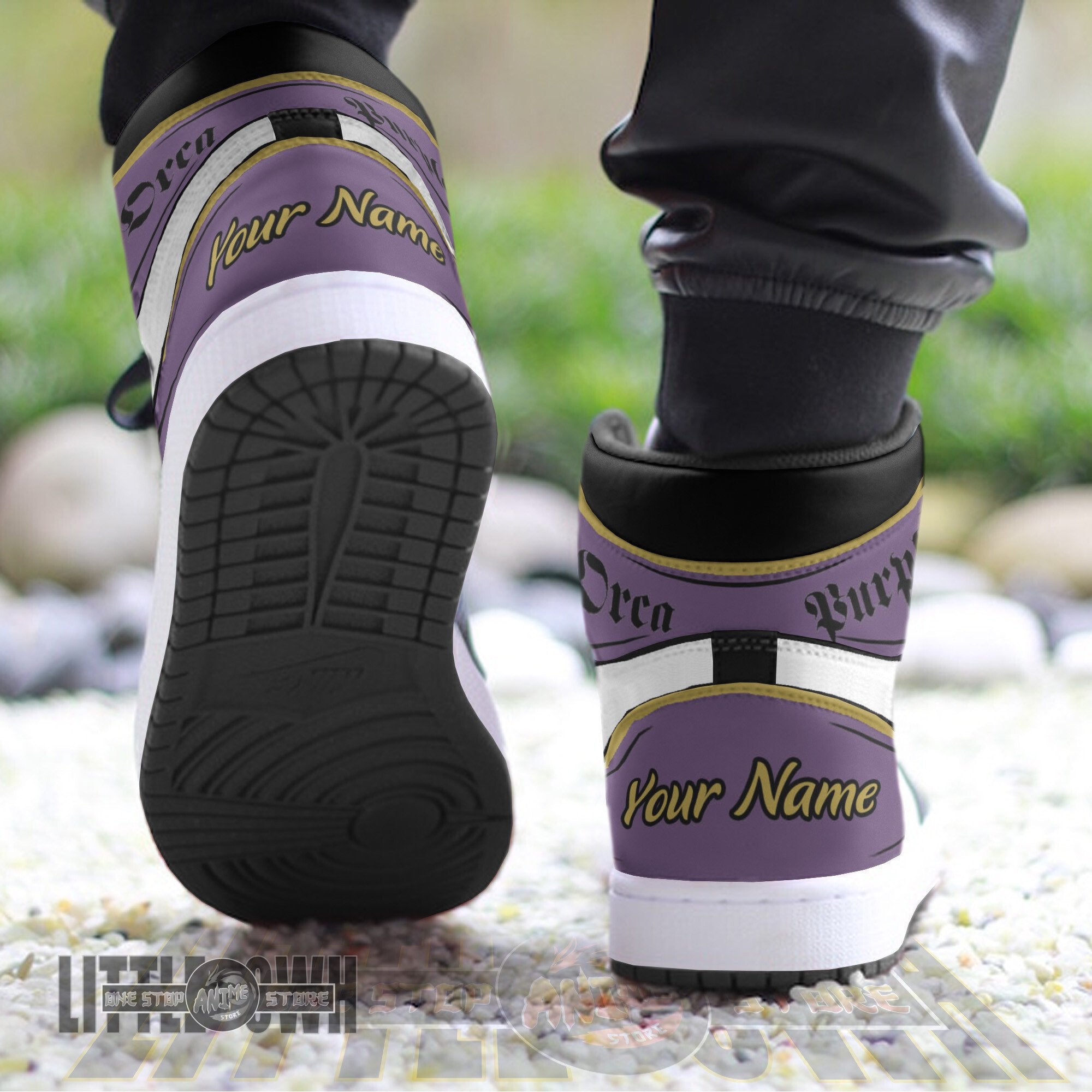 Ideafootwear Purple Orca AJ1 High Sneakers Shoes For Men And Women