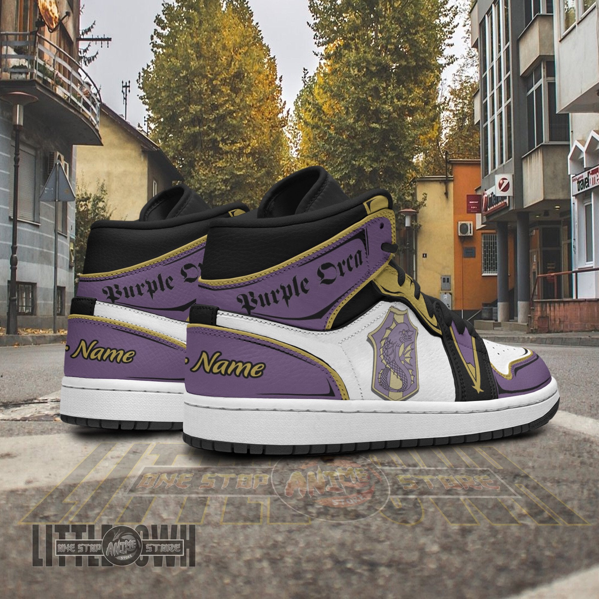 Ideafootwear Purple Orca AJ1 High Sneakers Shoes For Men And Women