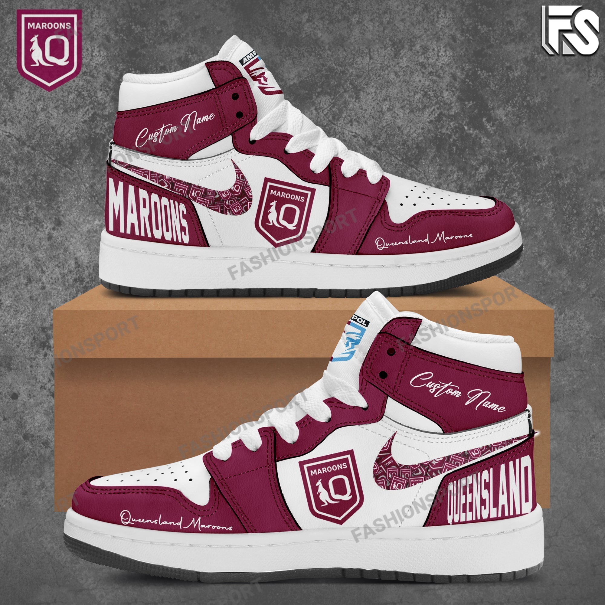 Ideafootwear Queensland Maroons AJ1 High Sneakers Shoes For Men And Women
