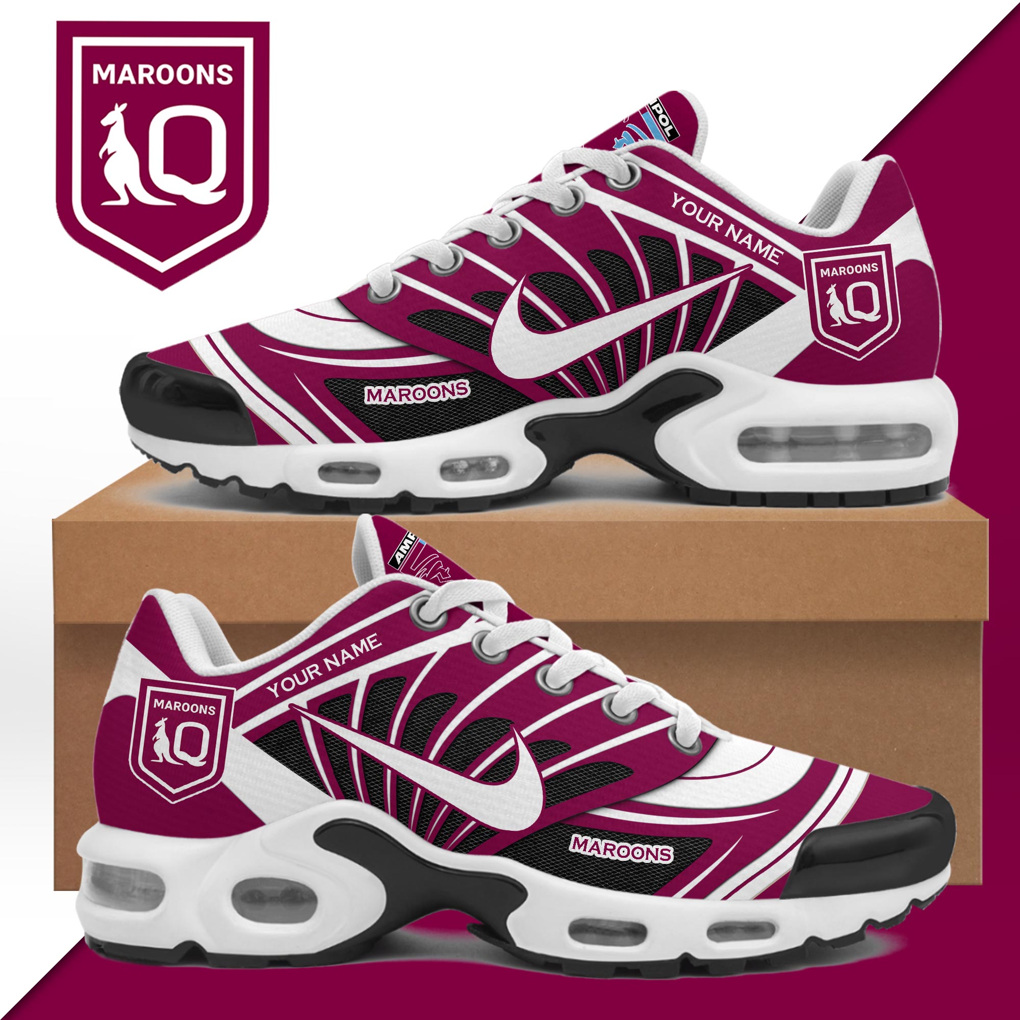 Ideafootwear Queensland Maroons TN Shoes Sneakers For Men And Women