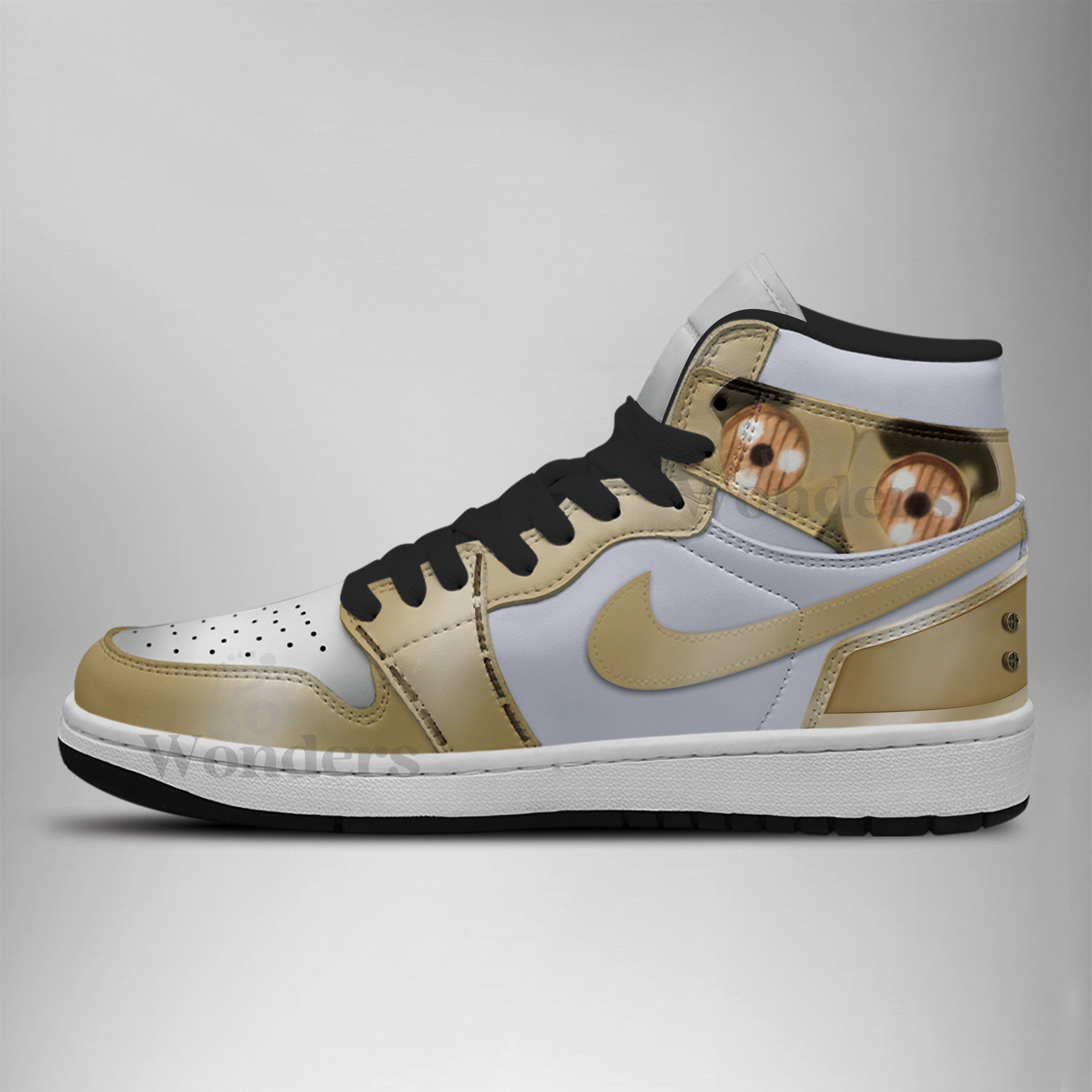 Ideafootwear R2D2 and C-3PO AJ1 High Sneakers Shoes For Men And Women