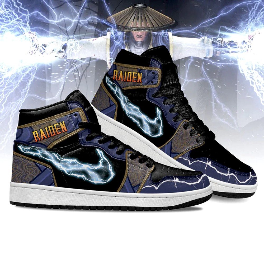 Ideafootwear Raiden Mortal Kombat AJ1 High Sneakers Shoes For Men And Women