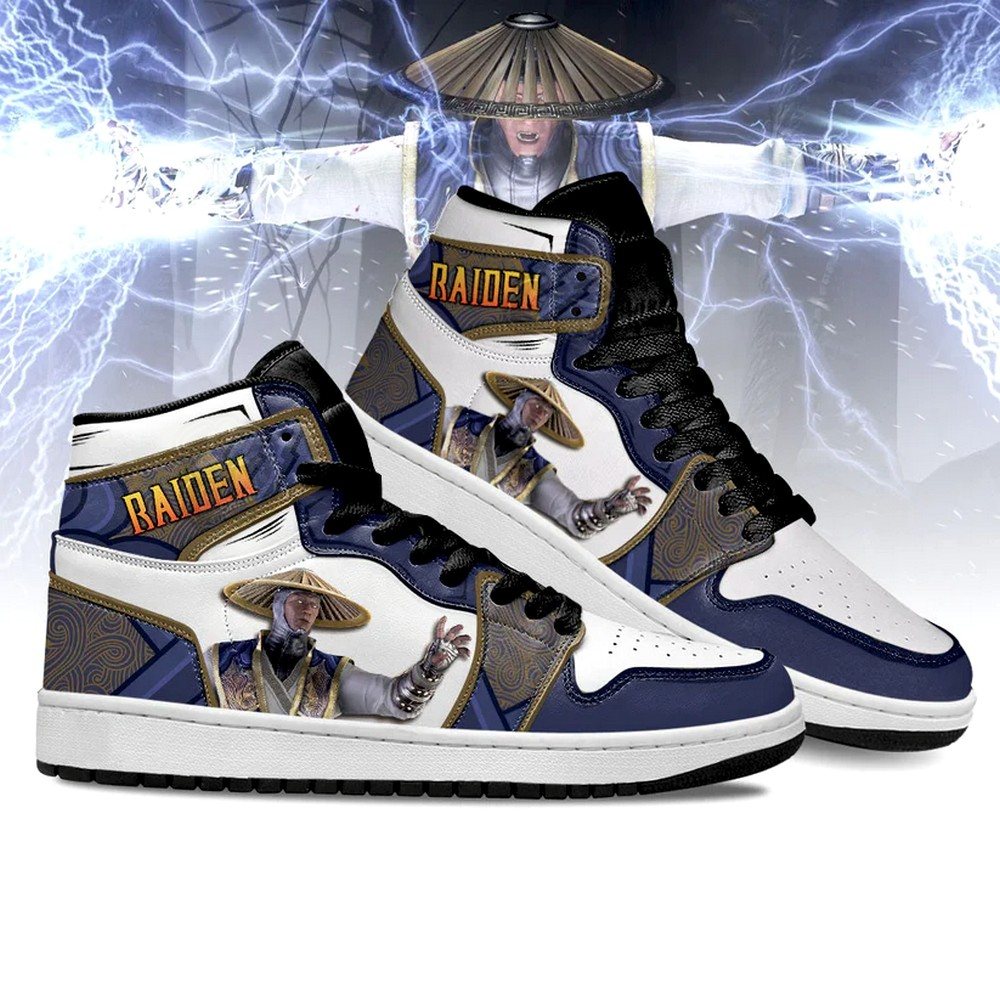 Ideafootwear Raiden Mortal Kombat Version 3 AJ1 High Sneakers Shoes For Men And Women