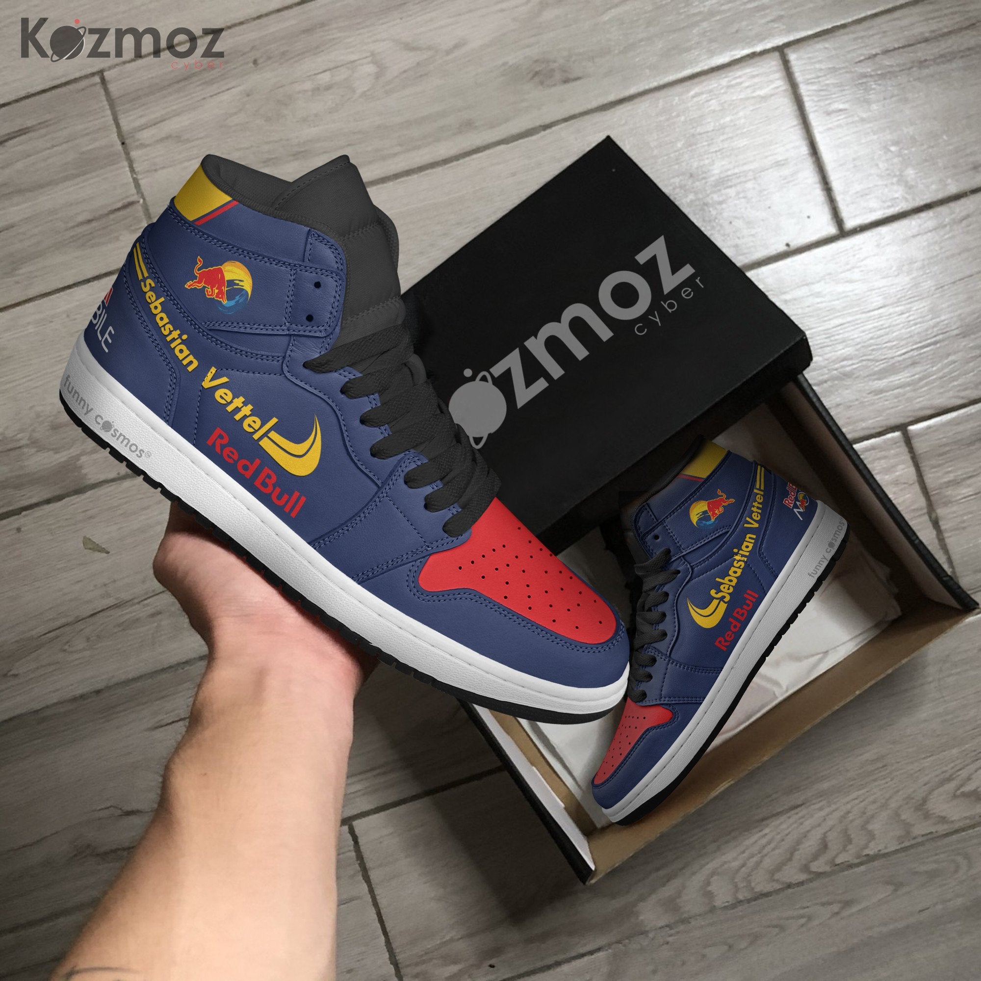 Ideafootwear Red Bull AJ1 High Sneakers Shoes For Men And Women