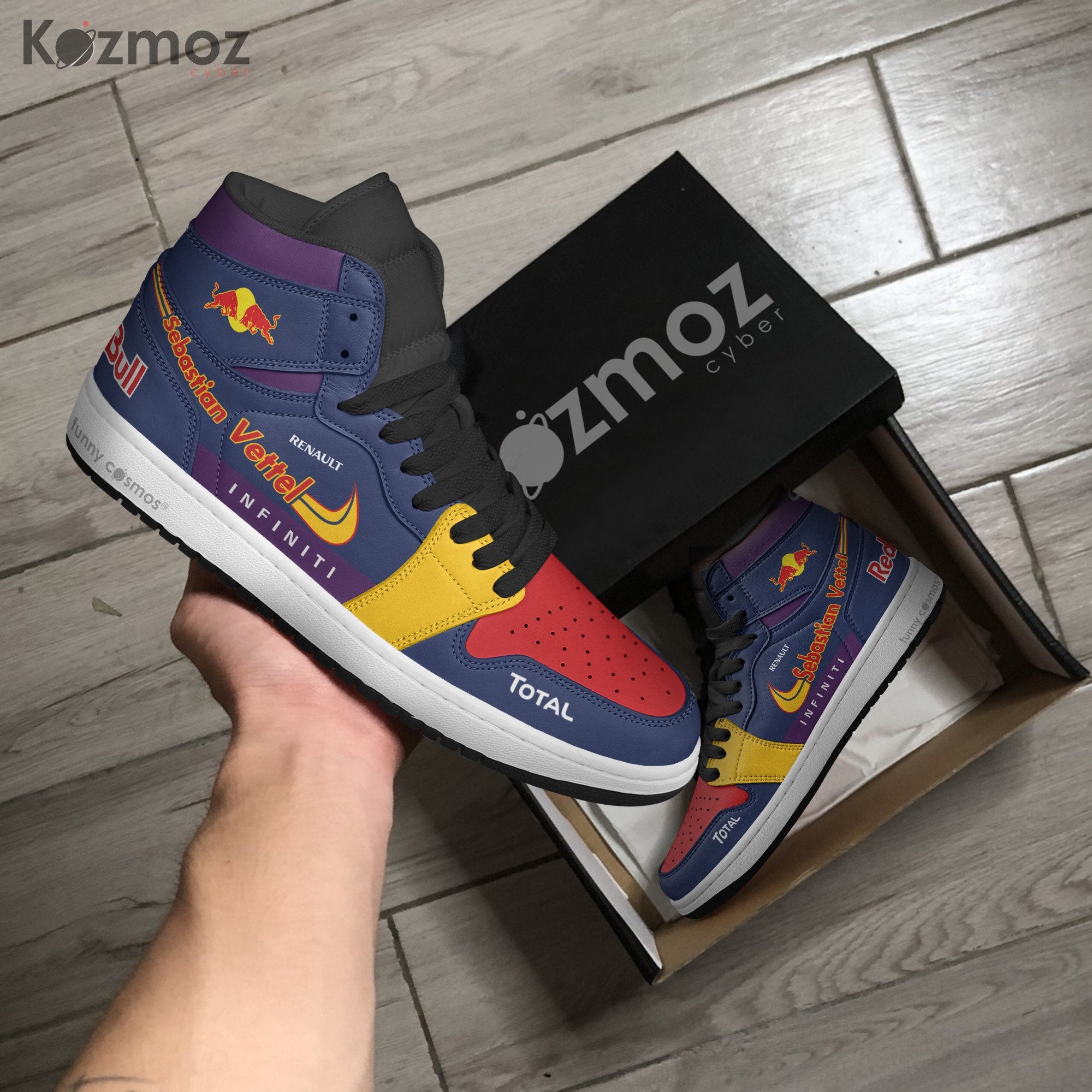 Ideafootwear Red Bull AJ1 High Sneakers Shoes For Men And Women