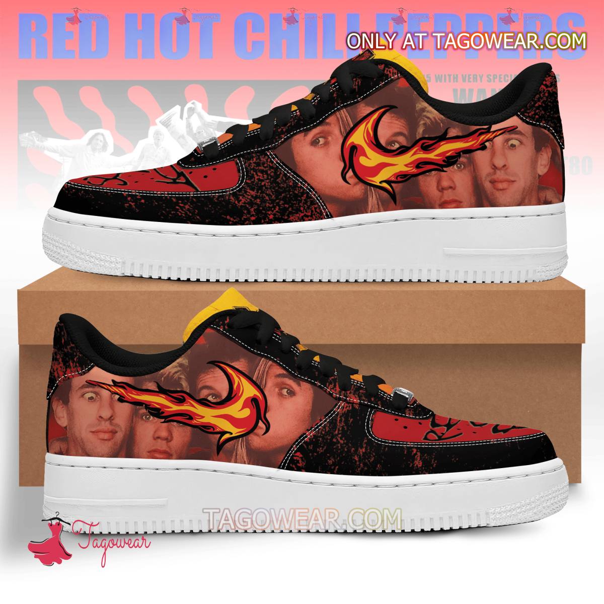 Ideafootwear Red Hot Chilli Peppers Band Air Low-Top Sneakers Shoes For Men And Women 1