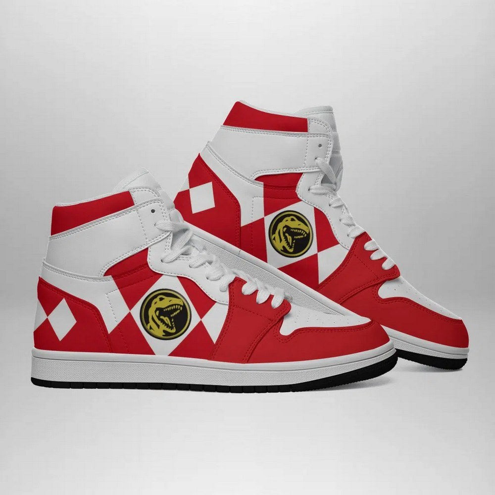 Ideafootwear Red Ranger Mighty Morphin V2 AJ1 High Sneakers Shoes For Men And Women