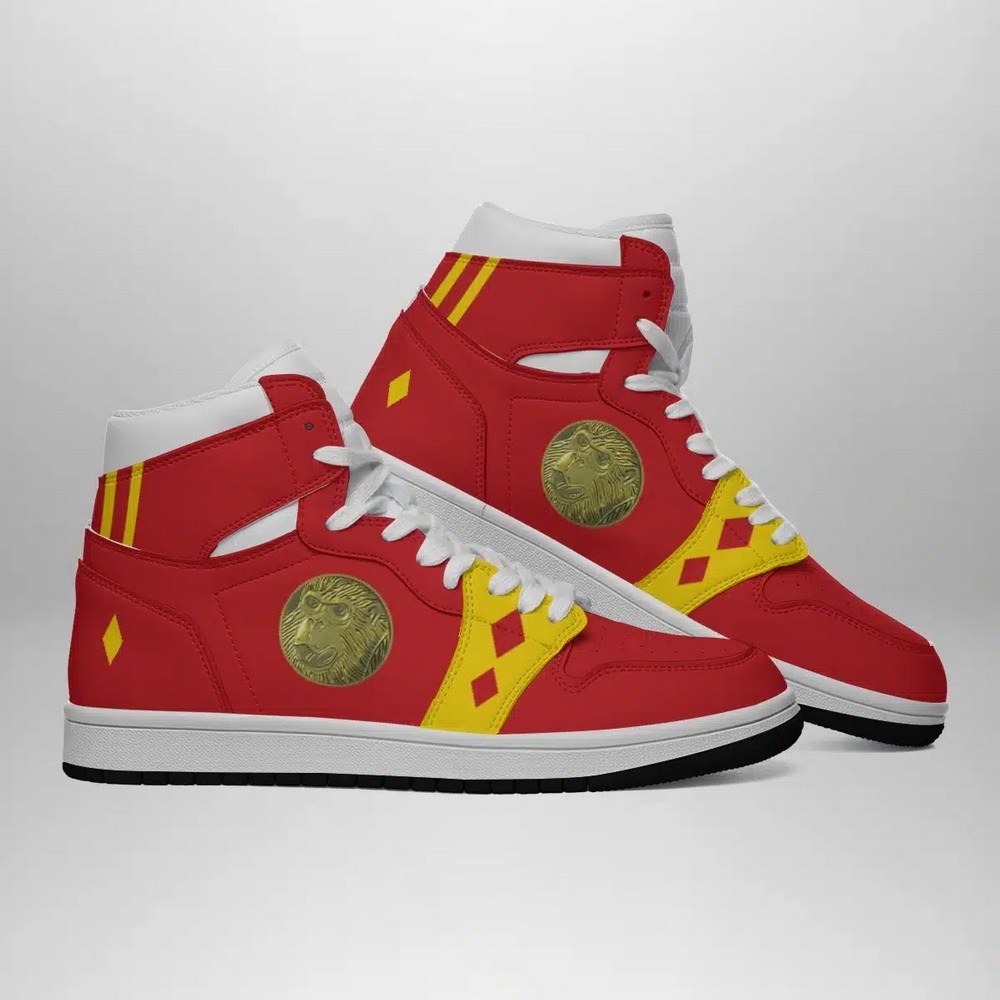 Ideafootwear Red Ranger Ninjetti Power Rangers AJ1 High Sneakers Shoes For Men And Women