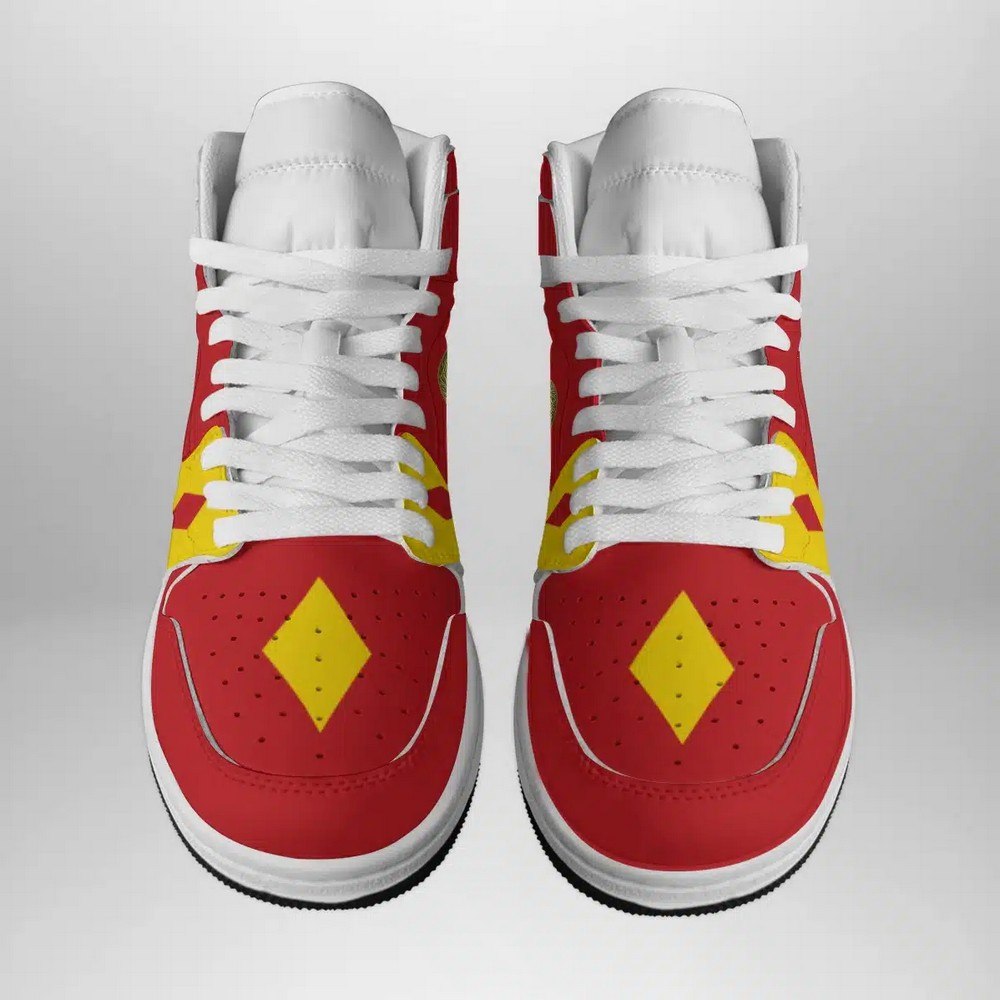 Ideafootwear Red Ranger Ninjetti Power Rangers AJ1 High Sneakers Shoes For Men And Women