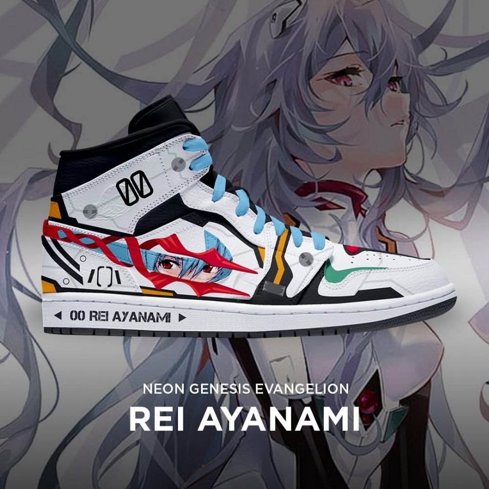 Ideafootwear Rei Ayanami Neon AJ1 High Sneakers Shoes For Men And Women