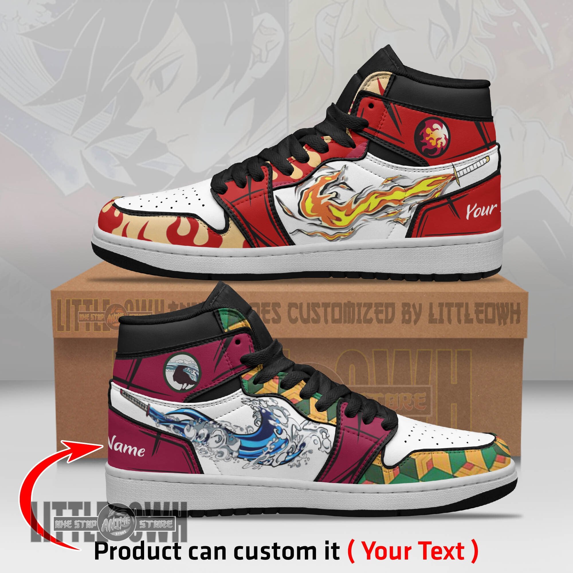 Ideafootwear Rengoku Giyu AJ1 High Sneakers Shoes For Men And Women