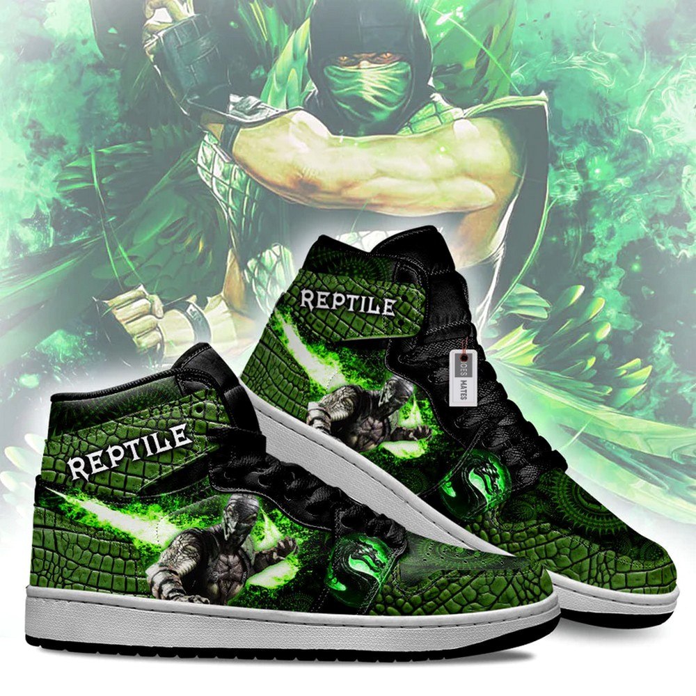 Ideafootwear Reptile Mortal Kombat AJ1 High Sneakers Shoes For Men And Women