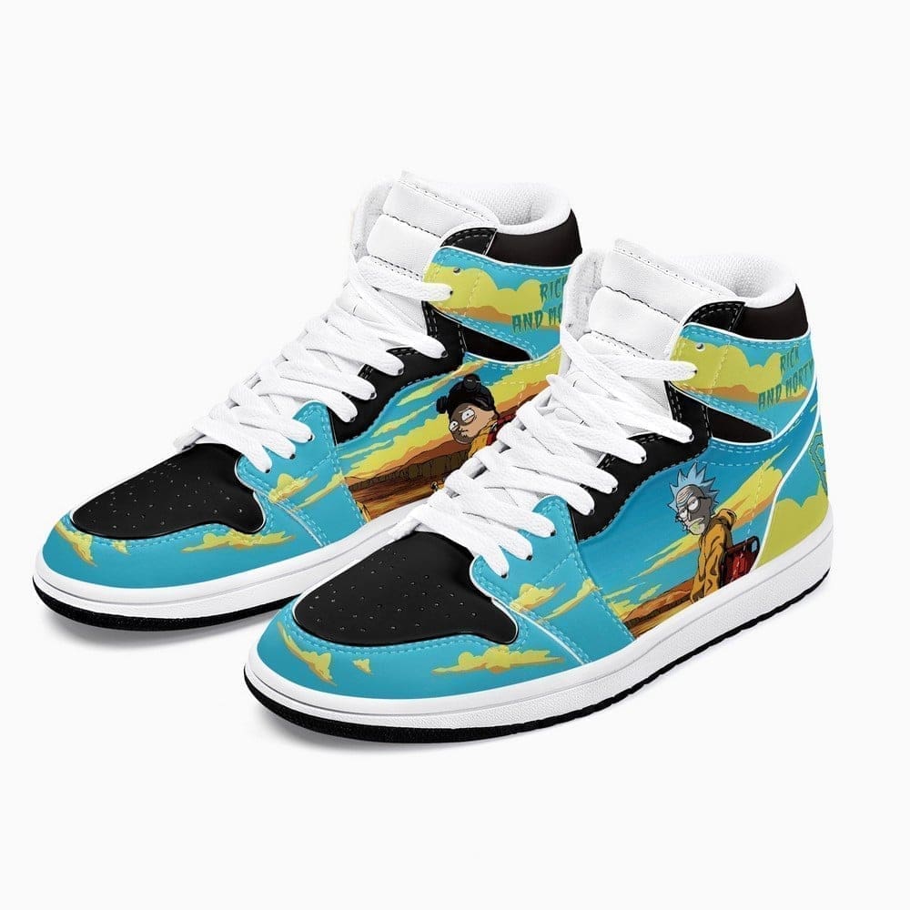 Ideafootwear Rick and Morty Crossover Breaking Bad AJ1 High Sneakers Shoes For Men And Women